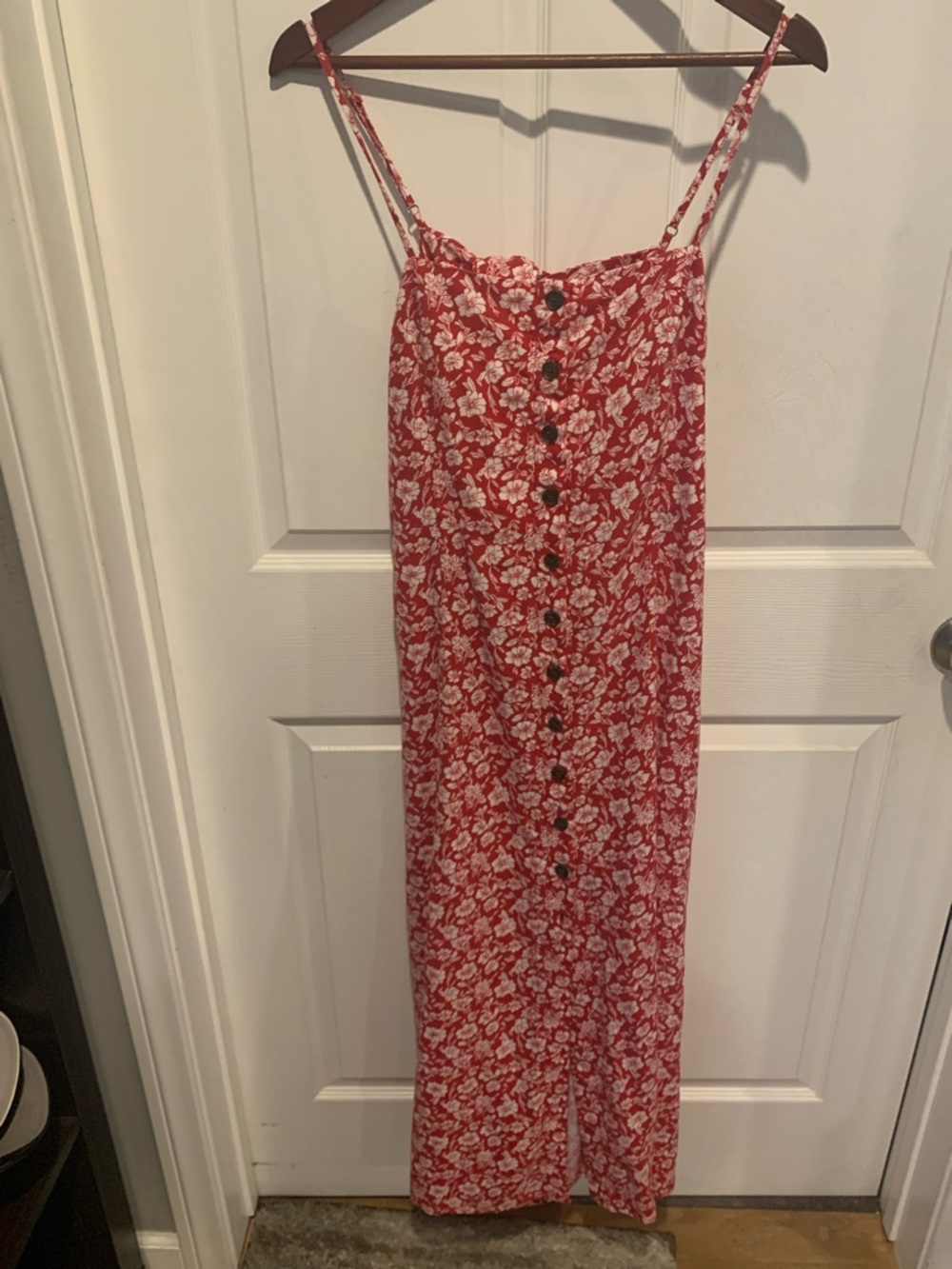 Universal Thread Red Floral Maxi Dress with Buttons